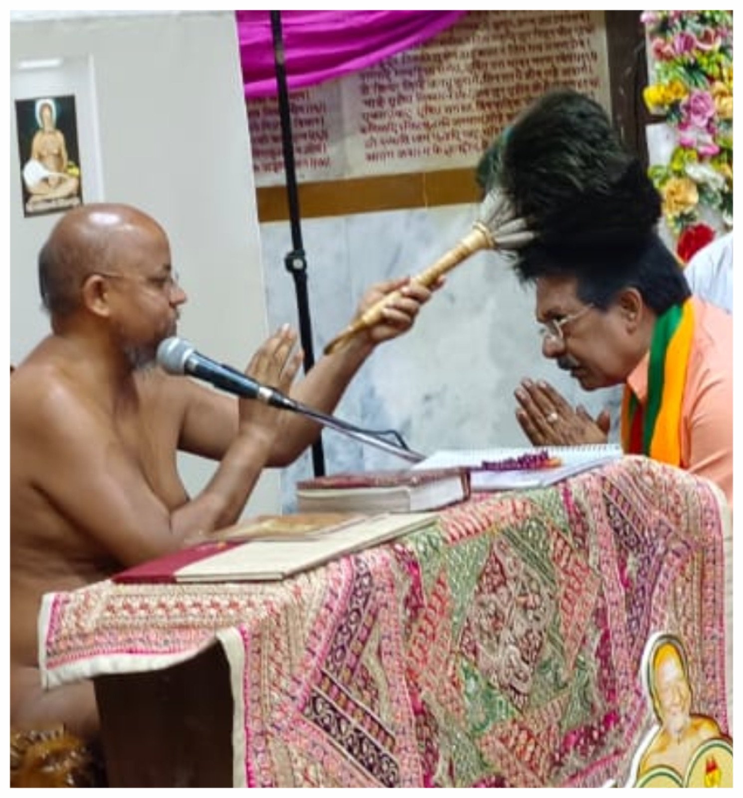 Blessing a devotee